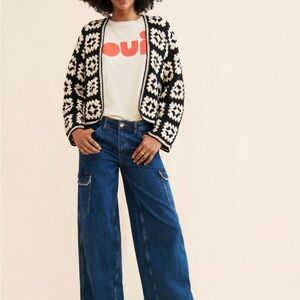 Anthropologie Seventy Mochi Frankie Cargo Jeans, Color: Blue, Size: 27